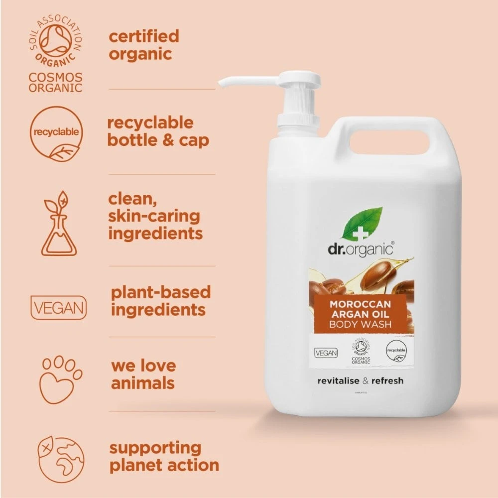 Dr Organic Morrocan Argan Oil Body Wash For Normal To Dry Skin 5000ml 5 Dr Organic Morrocan Argan Oil Body Wash For Normal To Dry Skin 5000ml - Image 3